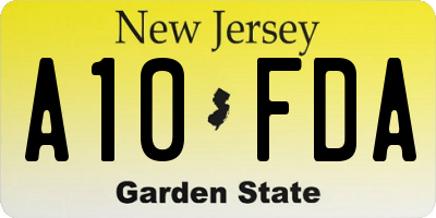 NJ license plate A10FDA