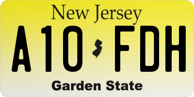 NJ license plate A10FDH