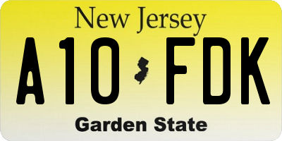 NJ license plate A10FDK