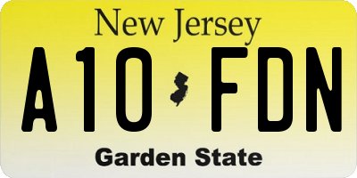 NJ license plate A10FDN