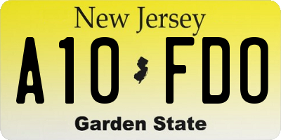 NJ license plate A10FDO