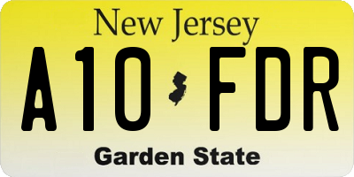 NJ license plate A10FDR