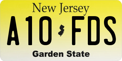 NJ license plate A10FDS