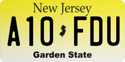 NJ license plate A10FDU