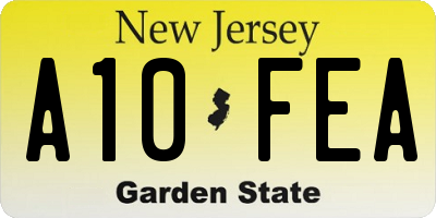 NJ license plate A10FEA