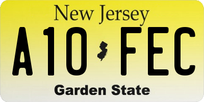 NJ license plate A10FEC