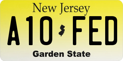 NJ license plate A10FED