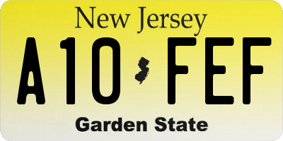 NJ license plate A10FEF
