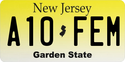 NJ license plate A10FEM