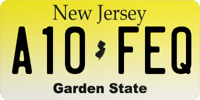 NJ license plate A10FEQ