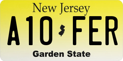 NJ license plate A10FER