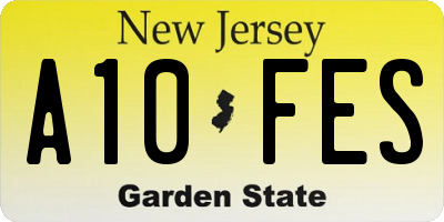 NJ license plate A10FES