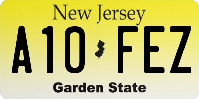 NJ license plate A10FEZ