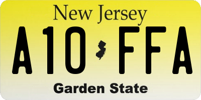 NJ license plate A10FFA