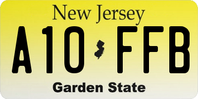 NJ license plate A10FFB
