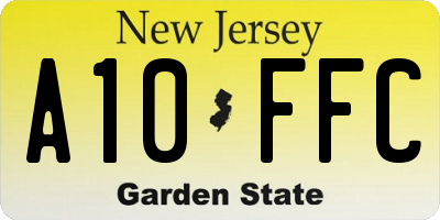 NJ license plate A10FFC