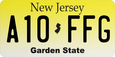 NJ license plate A10FFG