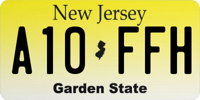 NJ license plate A10FFH