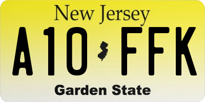 NJ license plate A10FFK