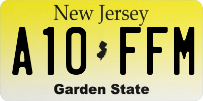 NJ license plate A10FFM