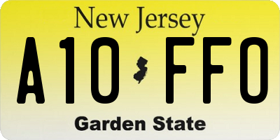 NJ license plate A10FFO