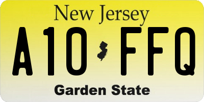 NJ license plate A10FFQ