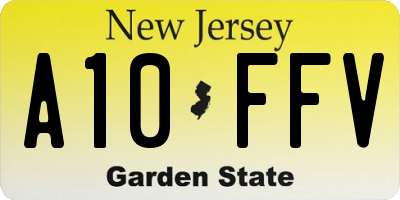 NJ license plate A10FFV