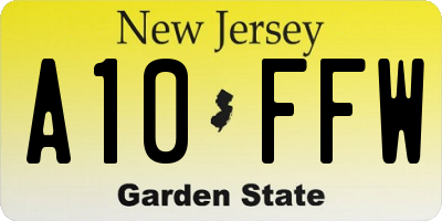 NJ license plate A10FFW