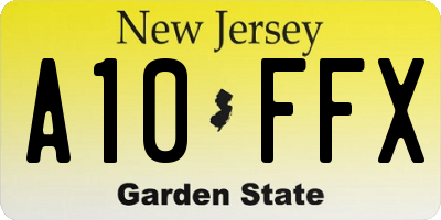 NJ license plate A10FFX