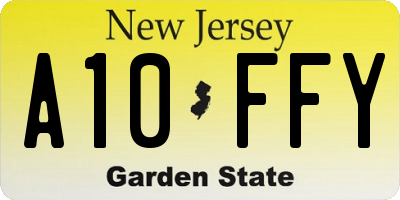 NJ license plate A10FFY