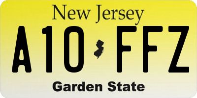 NJ license plate A10FFZ