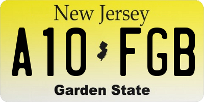 NJ license plate A10FGB