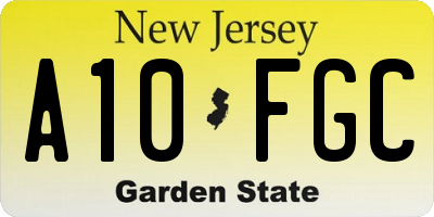 NJ license plate A10FGC