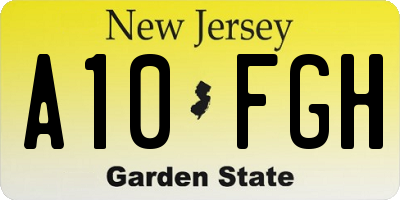 NJ license plate A10FGH