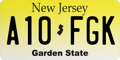 NJ license plate A10FGK