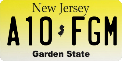 NJ license plate A10FGM