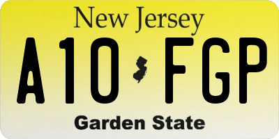 NJ license plate A10FGP