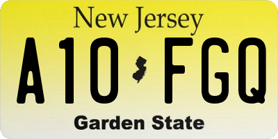 NJ license plate A10FGQ