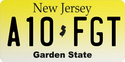 NJ license plate A10FGT