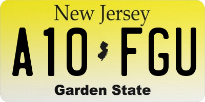 NJ license plate A10FGU