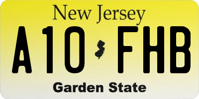 NJ license plate A10FHB