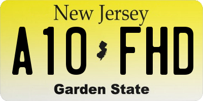 NJ license plate A10FHD