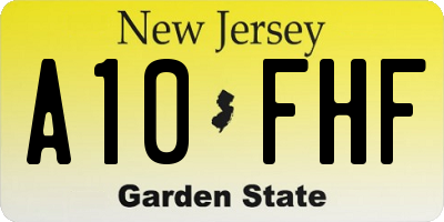 NJ license plate A10FHF