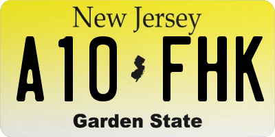 NJ license plate A10FHK