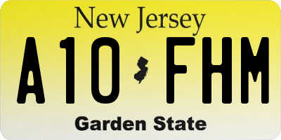 NJ license plate A10FHM