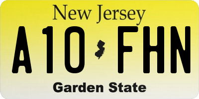 NJ license plate A10FHN