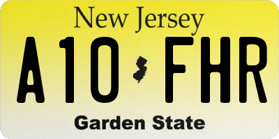 NJ license plate A10FHR