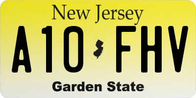 NJ license plate A10FHV