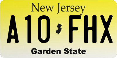 NJ license plate A10FHX