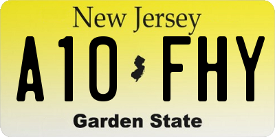 NJ license plate A10FHY